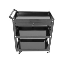 3 Tier Rolling Tool Cart 330lb Heavy Duty Mechanic W Lockable Wheels Pegboard