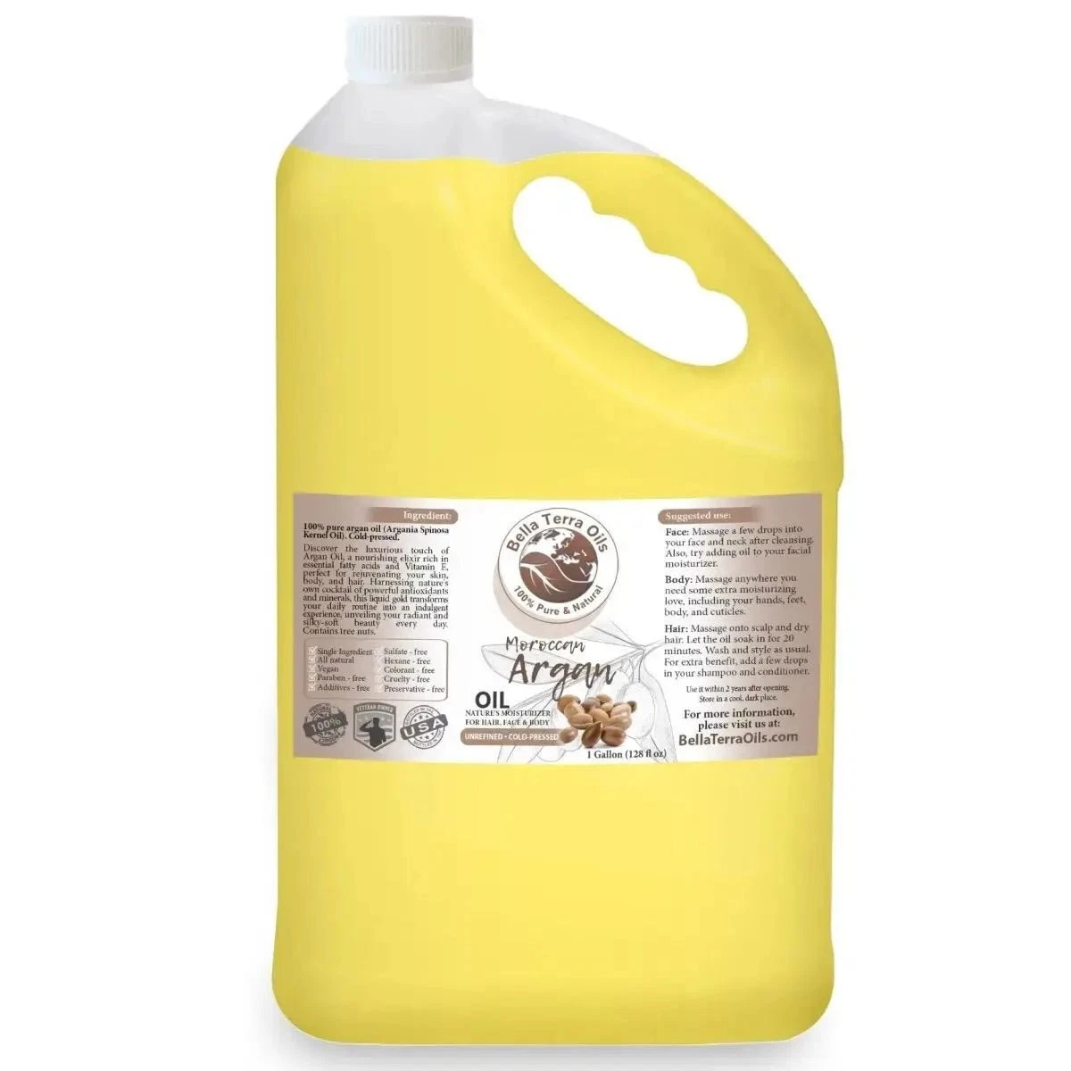 Natural Cold-Pressed Moroccan Argan Oil 100% Pure Hair Skin Nails Face Treatment