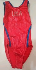 Alpha Factor Aerials Gymnastics Leotard SEQUIN Rhinestones USA RED BLue SZ CLA