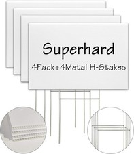 Blank Yard Lawn Signs 4 Pack 18 x 12 Inches White Plastic For Happy