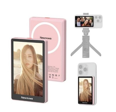 Newmowa Pink Magnetic Phone Vlog Selfie Monitor Screen 1080P Wireless Recording