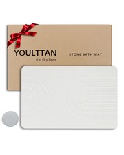 YOULTTAN Stone Bath Mat 24"x16" - 24" x 16" Rectangular , White,semicircle