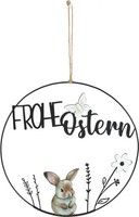 Trendline AufhäNger Metall Mit Niete Frohe Ostern Ø 30 Cm Schwarz-Weiß