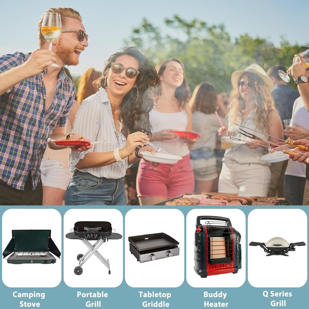 6 Ft Propane Adapter Hose 1lb to 20lb Converter Replacement for Tank Connects