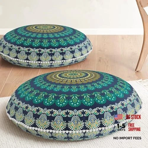 Meditation Floor Pillow Set of 2, Round 2 Count (Pack of 1) Round | Green