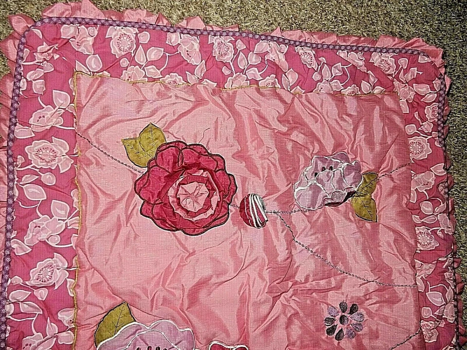 Conjunto de manta edredón y falda de cuna 4P COCALO Orchid Grace rosas florales 3D Foto 4 de 4