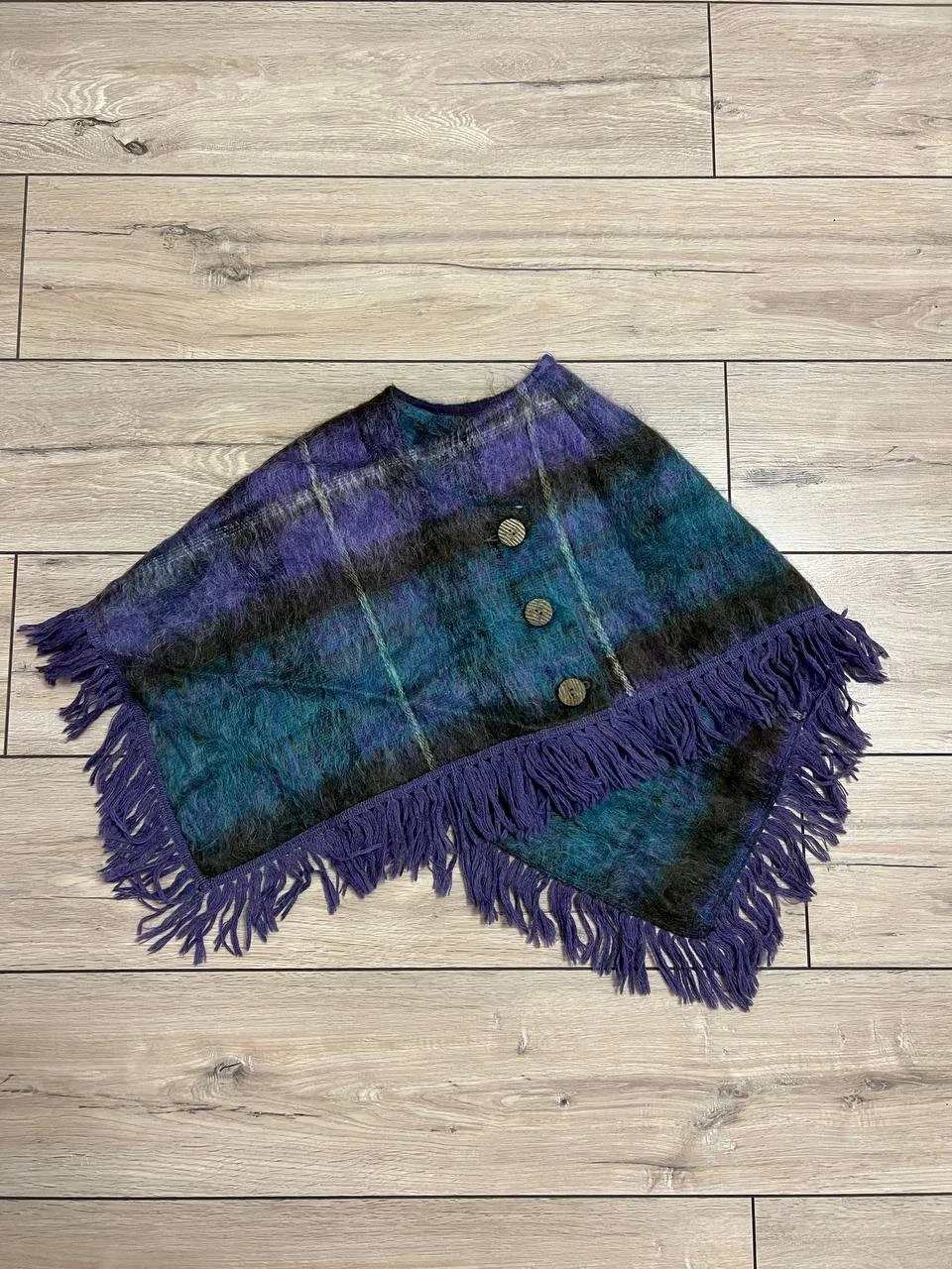 Vintage Andrew Stewart Scotland Mohair Wool Poncho Wrap