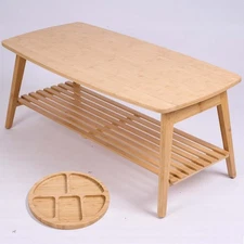 Bamboo Coffee Table Folding Floor Table,Floor Desk for Adults Low Table for S...