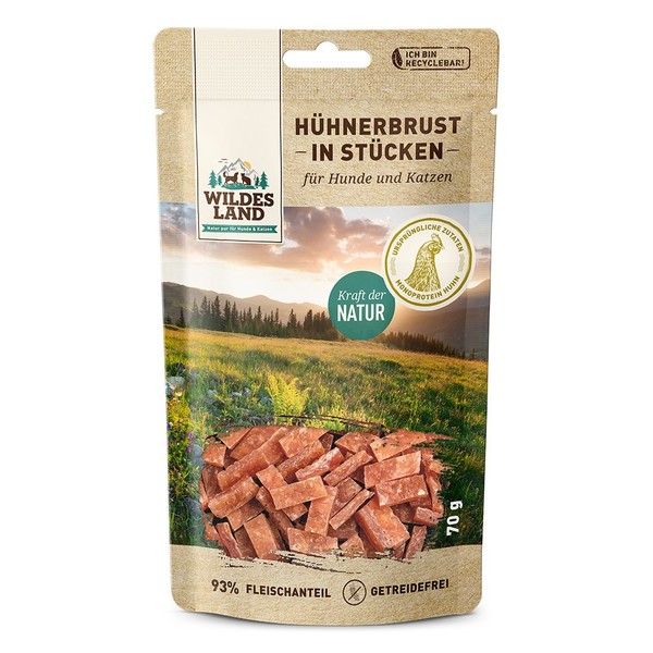 Wildes Land - HüHnerbrust In StüCken 70G Artgerechte Belohnung Katze Hund Snack-image