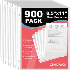 900 Pack Sheet Protectors for 8.5 x 11 Inch Paper, Clear Plastic Sleeves for 3 R