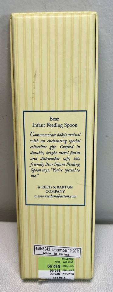 Ложка для кормления младенцев Reed & Barton R&B Classic Bear яркая никелевая отделка новая - Изображение 3 из 4