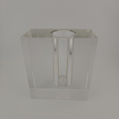 Tizo Design Clear Rectangular Crystal Glass Bud Vase. 4.5 Inches Tall