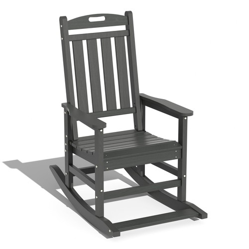 Outdoor Rocking Chair, HDPE Patio Rocking Chair with Footboard for Adults, Al...