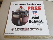 Baskin Robbins ice cream 1988 FOOTBALL helmet premium NFL store display sign