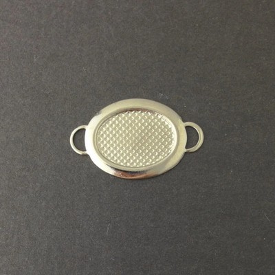 2 Loop Silver Plated Connector Setting Rolled Edge 18x13mm (6) mtl358H