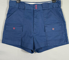 Vintage Eddie Bauer Women s Cargo Shorts 32x3" Rise Blue Hiking Outdoor Rare