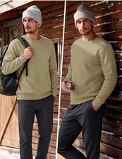 TACVASEN Crewneck Sweatshirt Warm Sherpa Lined Thermal Fleece Pullover Size XXL