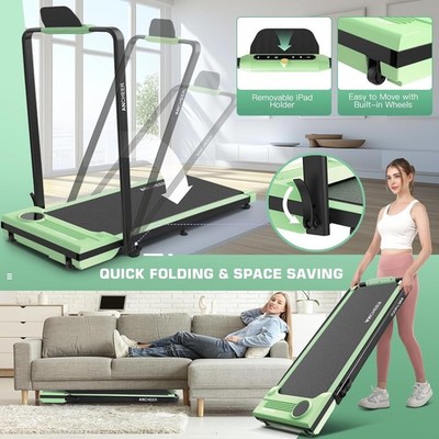 4 in 1 Folding Treadmills for Home/LED Display/Dual Control/12 Preset Programs