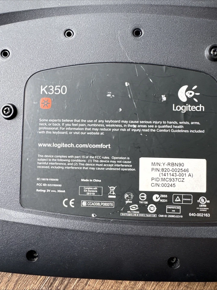 Logitech K350 (820-002546) Wireless Keyboard. No USB Doggle - Image 3 of 3
