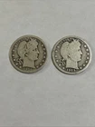 Lot of 2 Barber Quarters, 1913-d ,1916-d  90% Silver Decent Coins !No Reserve !!