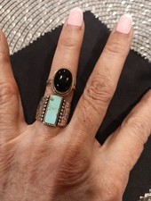 Lot Of  2 925 1 Turquoise , 1 Black Onyx, Turquoise Is BARSE Rings