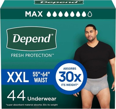 Depend Fresh Protection FIT-FLEX Incontinence Underwear for Men Maximum XXL 44