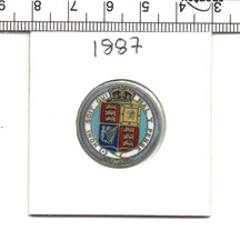 1887 VICTORIA JUBILEE HEAD GENUINE ENAMELED STERLING SILVER SHILLING (MS-011)