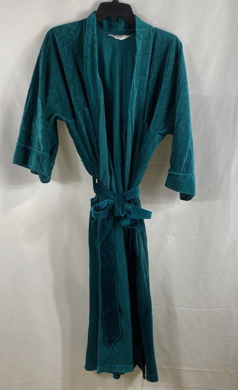 Vintage 80s Christian Dior Monsieur Men's Green Ribbed Velour Robe One Size