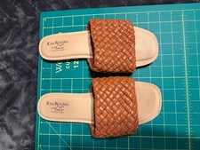 Kim Rogers woven brown slide sandals