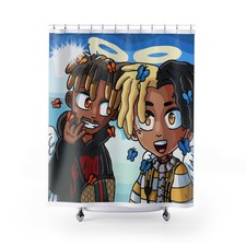 Cartoon Dreadlocks Duo Shower Curtain Anime Style Bathroom Decor
