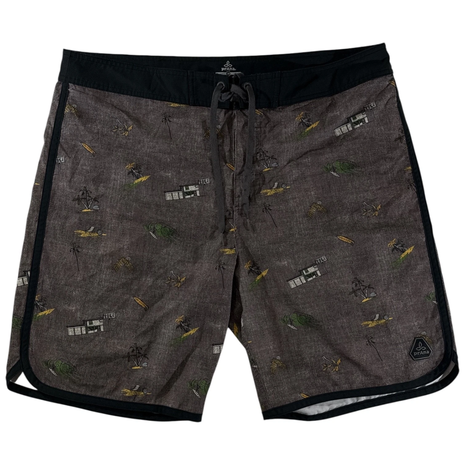 Prana Men UPF Swim Trunk Shorts Size 38 Gray