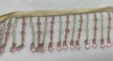 3” Beaded Trim Fringe -  Sold By The Yard Dusty Rose