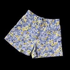 Vintage Shorts Paris Blues Y2K Floral High Waisted Denim Size 5 Blue Yellow