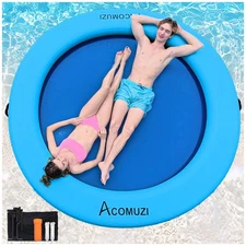 8FT Water Hammock Inflatable Floating Dock, Round Floating Ring Lake Floats f...