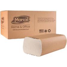 Marcal Multifold Paper Towels 9.25" x 9.5" White 250 Sheets Pack (16 Packs/Case)