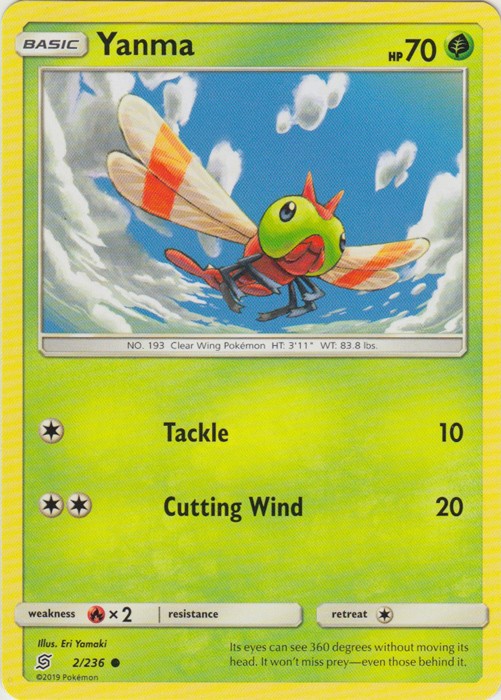 Yanma - 2/236 - Common (Lp) Unified Minds - Grass Pokémon