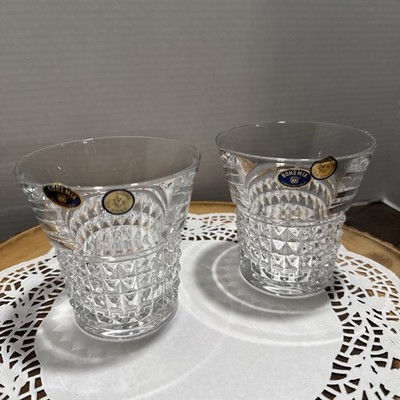 Bohemia 24% Lead Crystal Whisky Old Fashioned Tumblers Glasses Set of 2 Czech