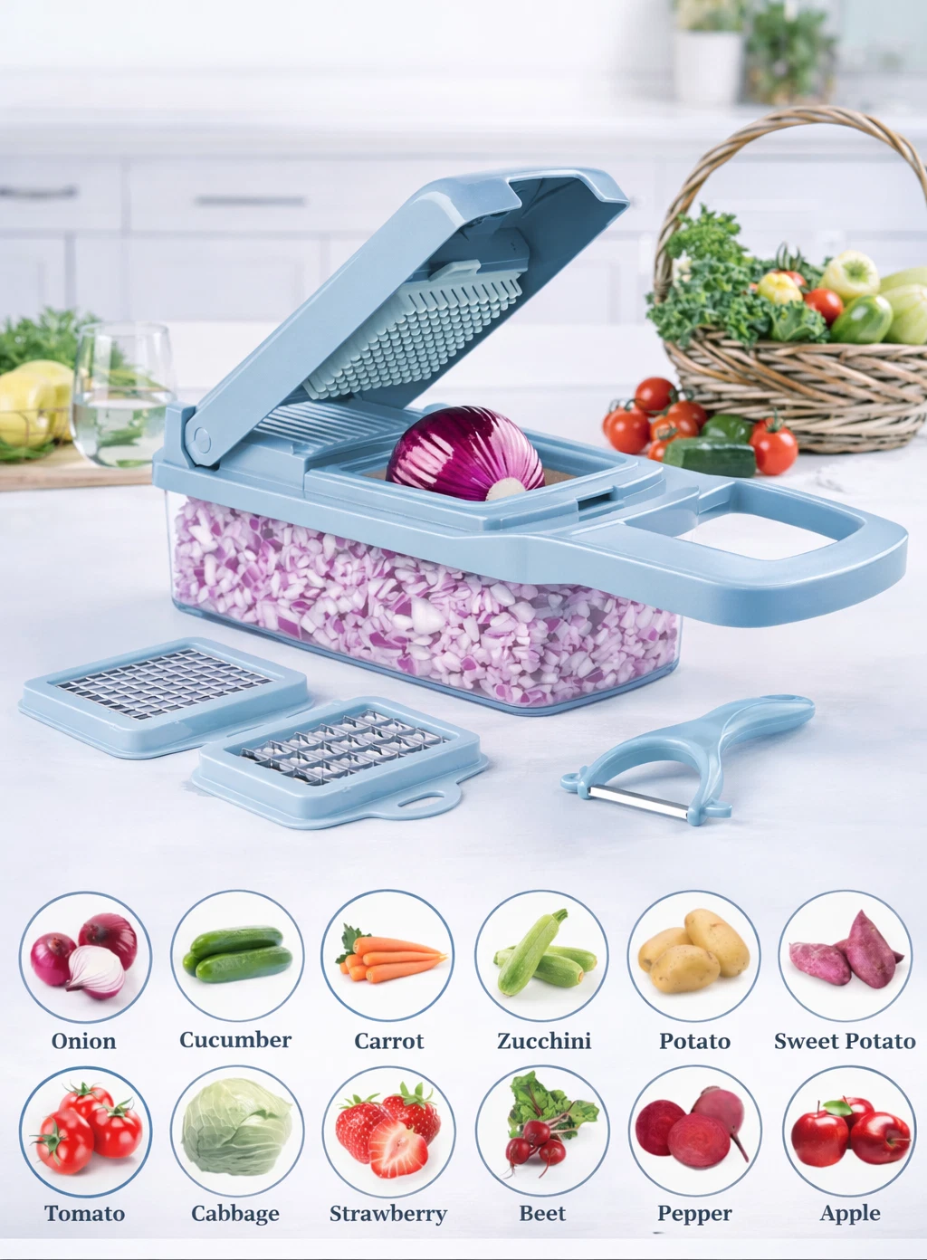 Vegetable Chopper Dicer with Container Mandoline Slicer Grater Onion Cutter
Opens in a new window or