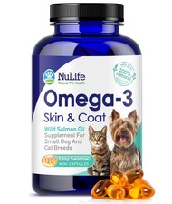 Omega 3 Fish Oil for Small Dogs  Cats - Pet 120 Softgel Capsules