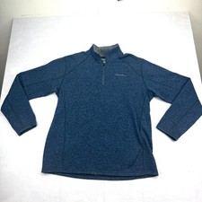 Eddie Bauer Fleece 1/4 Zip Pullover Mens XL Blue Gray Heather Activewear Stretch