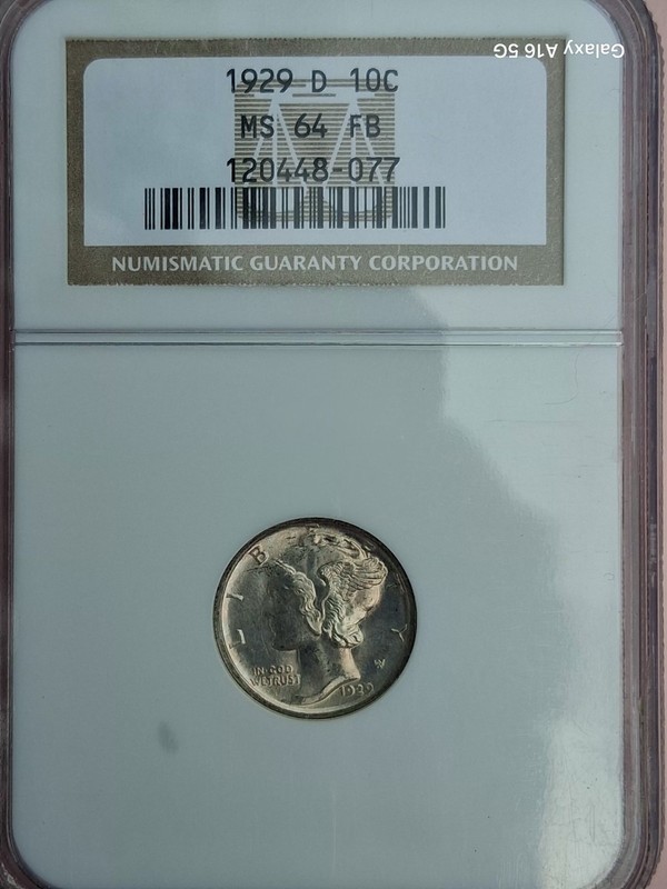 1929 D Mercury Dime NGC MS64 FB  Old School Holder.
