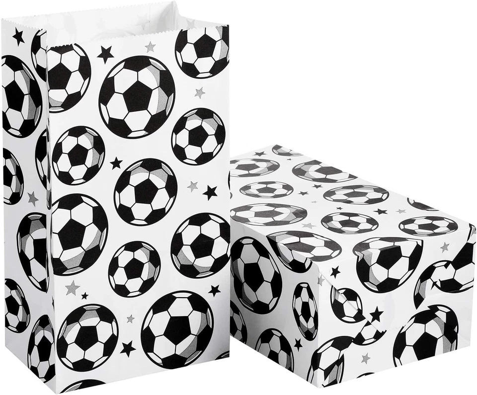 Paquete de 30 bolsas de papel para regalos de fiesta de fútbol suministros de regalo de fútbol para niños fanáticos Foto 3 de 4