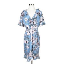 NWT Adrianna Papell Dress Size 6 Blue Short Sleeve Below Knee Party Fit Flare