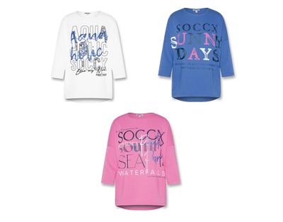 Soccx Sweatshirt Pullover  3/4-Arm Damen Oversize-Look Baumwolle/Polyester