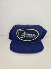 Vintage Ericson Constructors Inc. Snapback Trucker Hat Mesh Cap Blue Made In USA