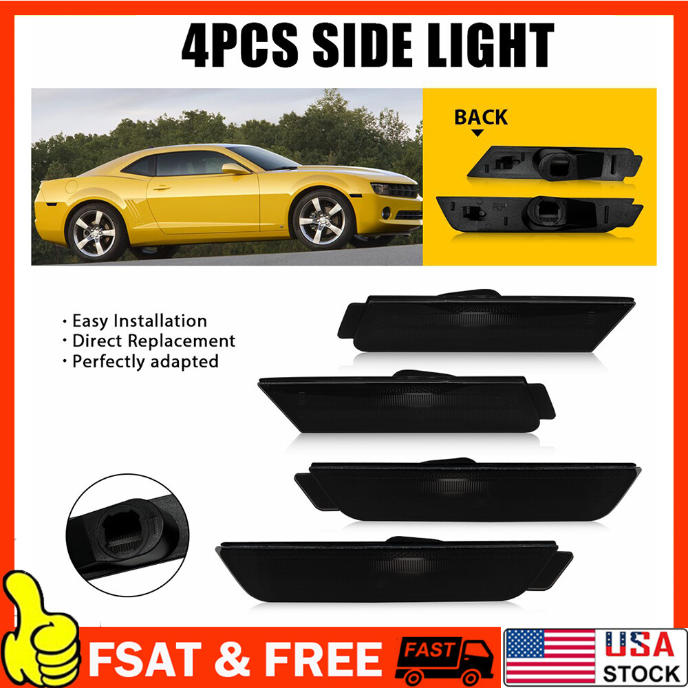 Smoke Lens Front Rear Side Marker Signal Light Reflectors for 2010-2015 Chevy Camaro