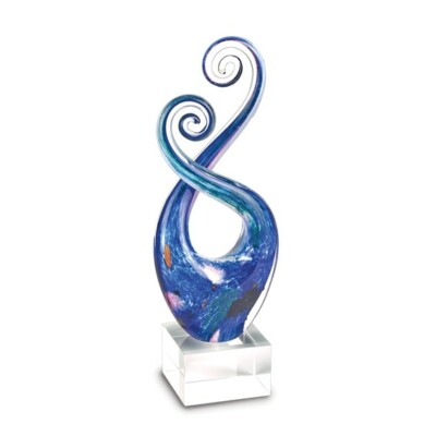 Badash Monet Handcrafted Swirl Glass Centerpiece Figurine, Crystal Base 10'' high