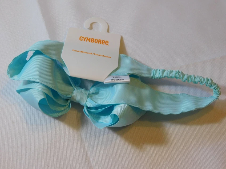 Diadema para el cabello de niñas Gymboree 16GY AprSum1 Aqua con lazo nueva con etiquetas -- Foto 2 de 4