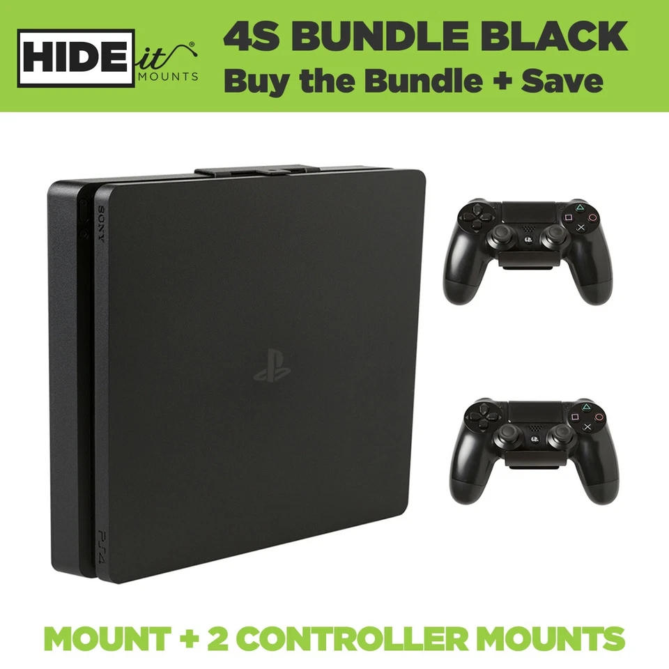 HIDEit 4S - PS4 Slim Wall Mount + (2) Controller Mount Bundle | Made in the USA - Image 2 of 4