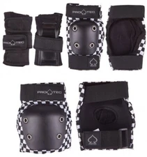 PRO-TEC STREET PADS JUNIOR 3 PACK CHECKER ELBOW KNEE  black WRIST PROTEC 